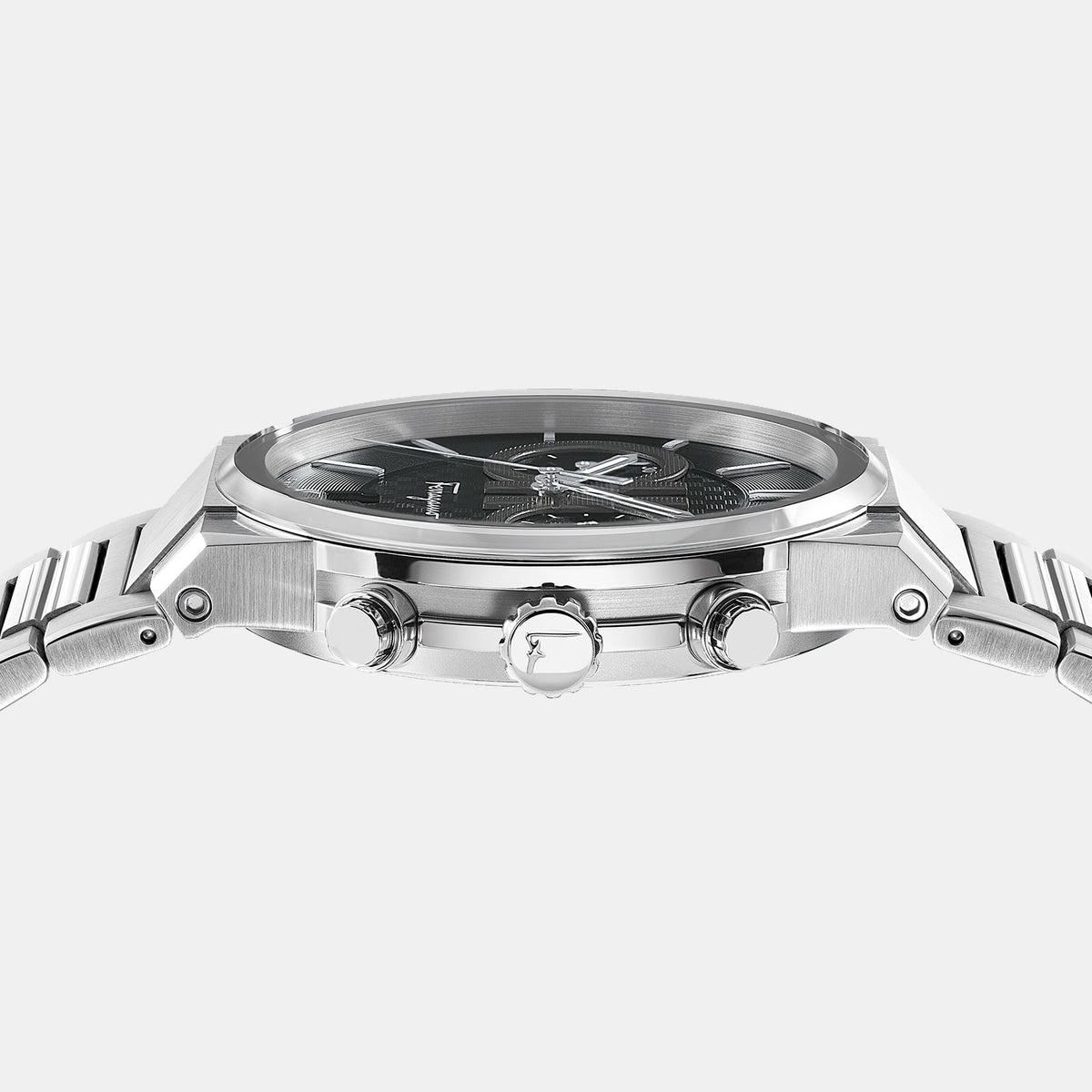 Ferragamo Men Round Black watch