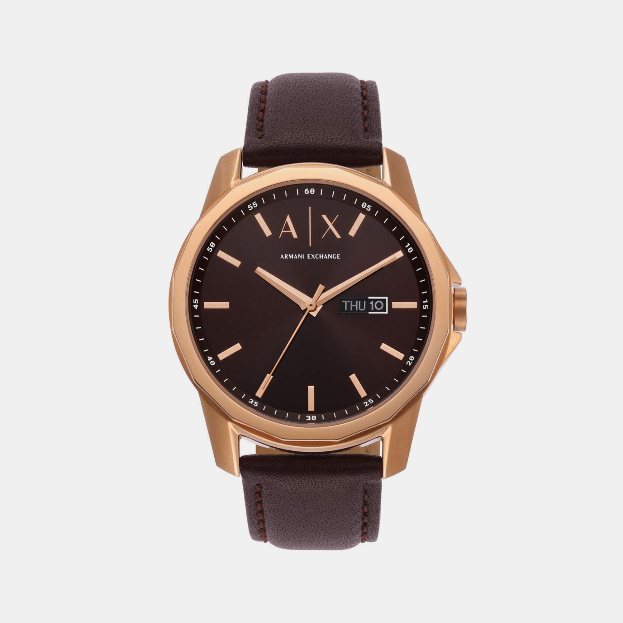 Male Brown Analog Leather Watch AX1740 – Just In Time