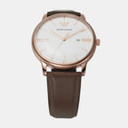 Minimalist Men Quartz White Dial Analog Leather Watch AR11572