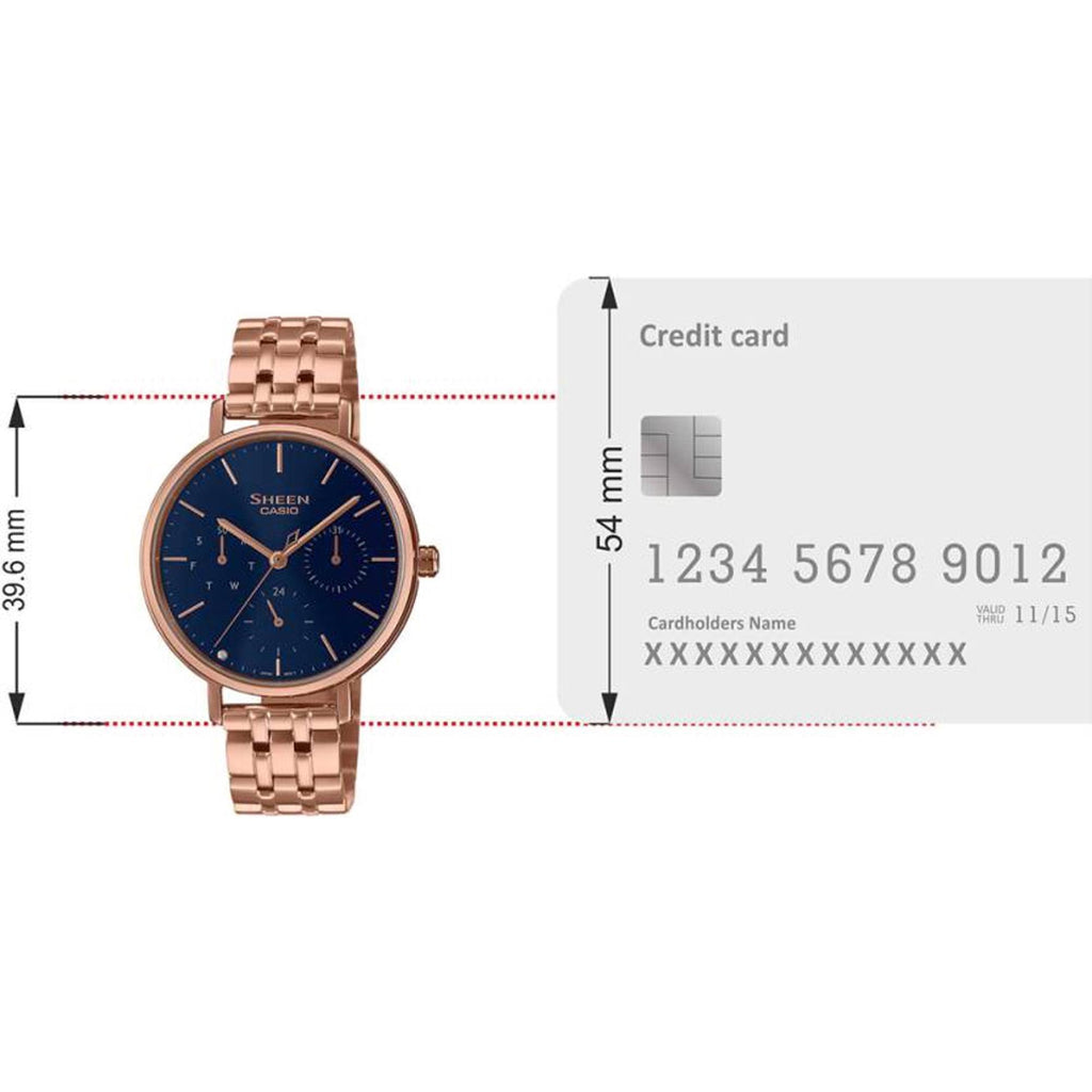 Sheen Women Quartz Blue Dial Multi-Function Stainless Steel Watch SH287