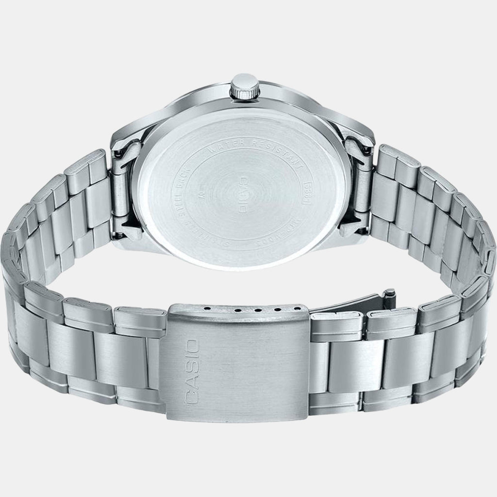 Men Quartz Blue Dial Analog Stainless Steel Watch A2030