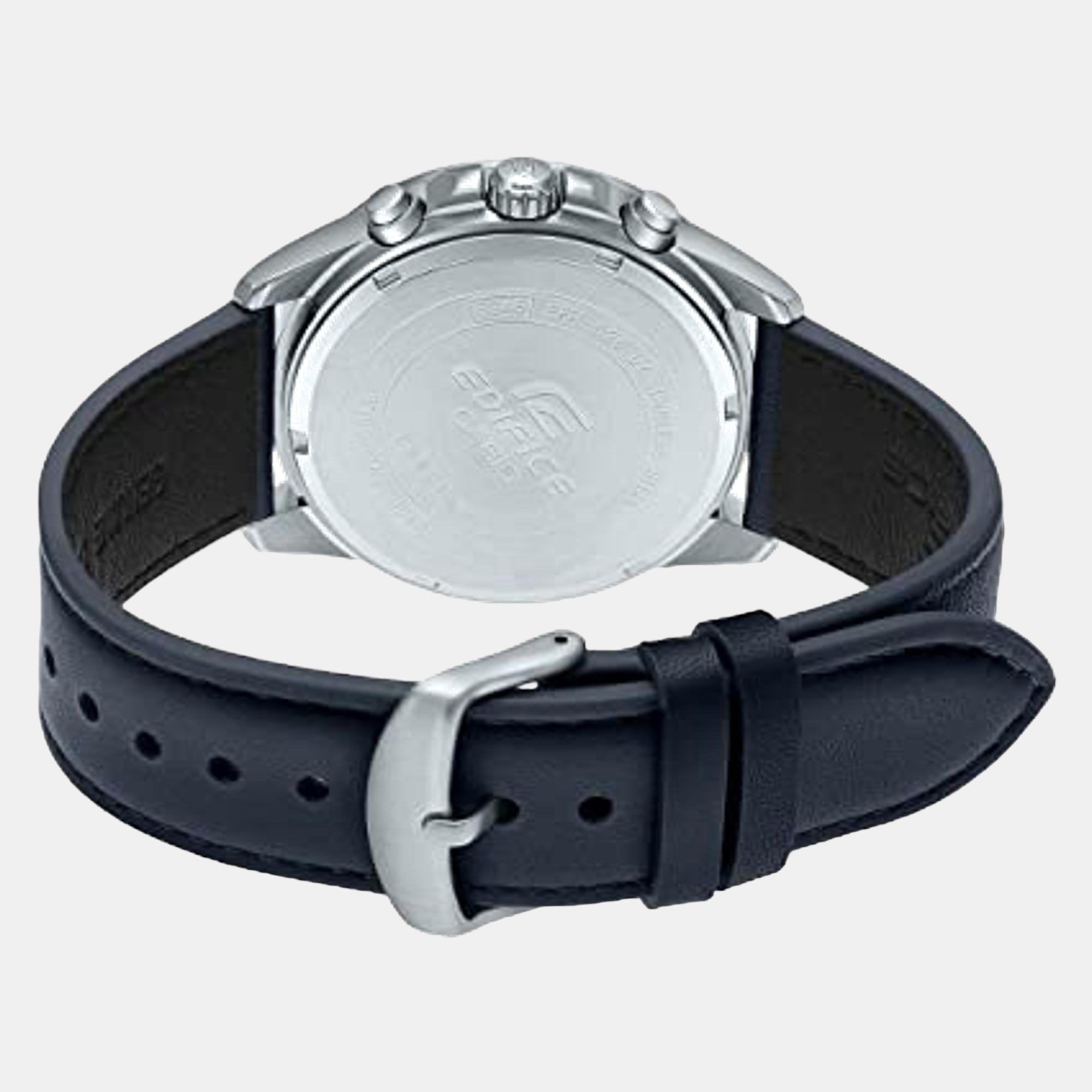 Edifice Men Quartz Blue Dial Chronograph Leather Watch ED570