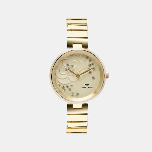 Glamorous Gold Analog Female Stainless Steel Watch 7504B-M2208