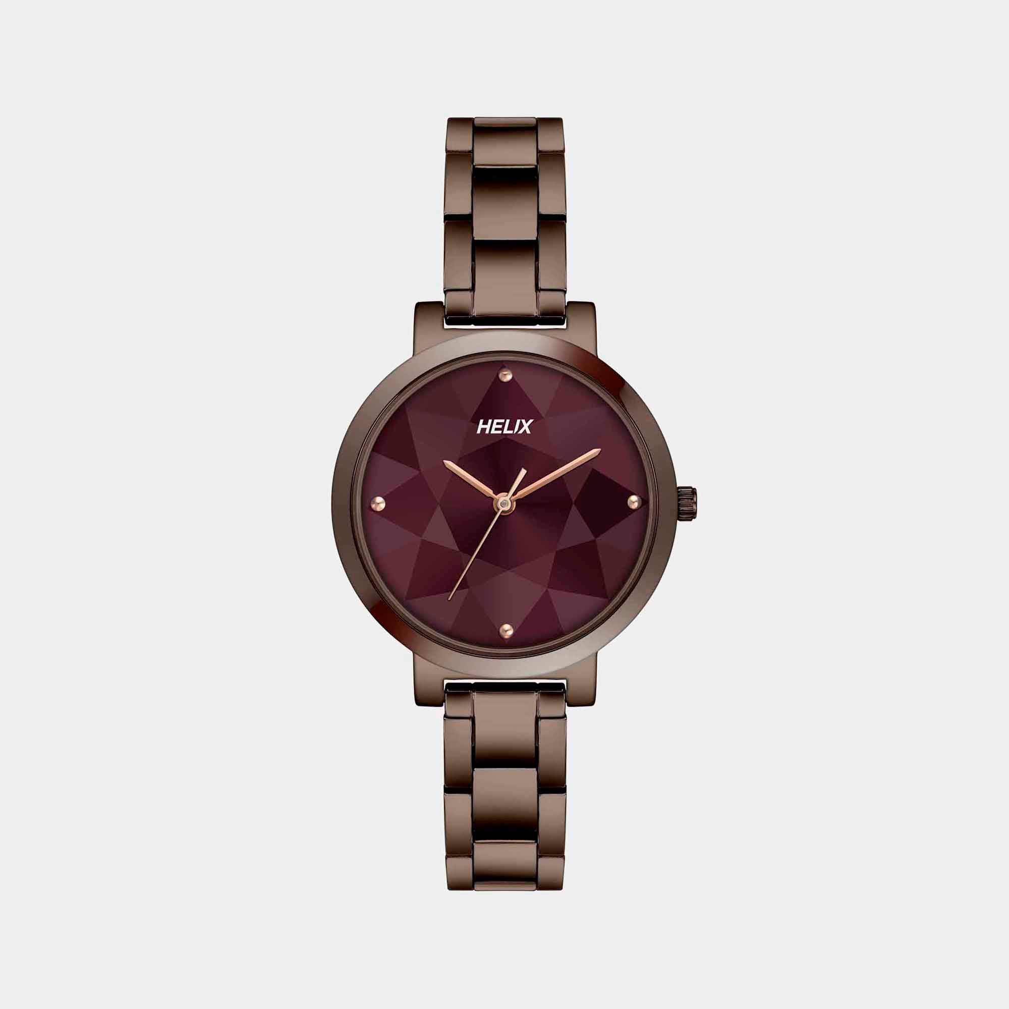 Helix Round Brown Analog watch