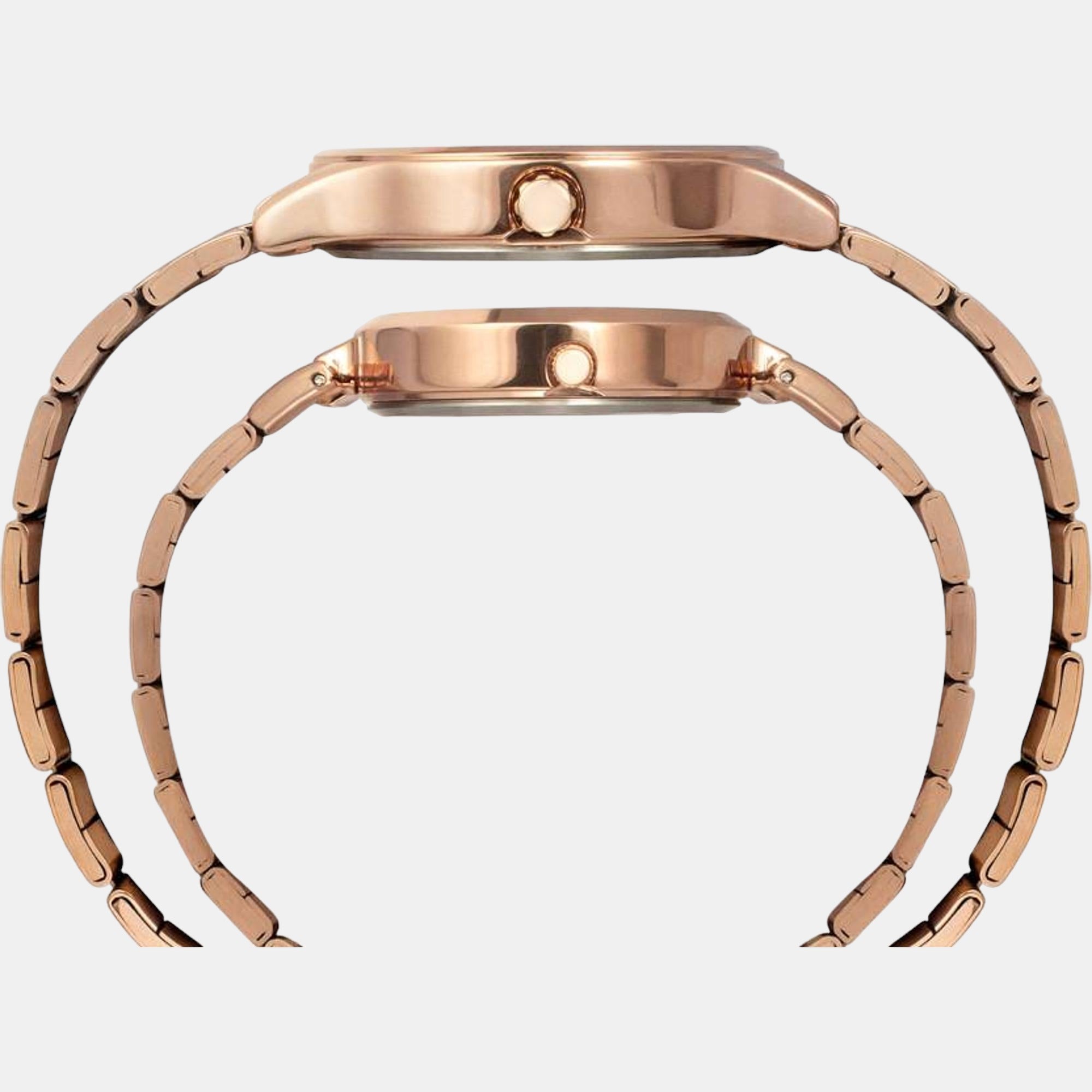 Fashion Couple Quartz Silver Dial Analog Stainless Steel Watch TW00PR294