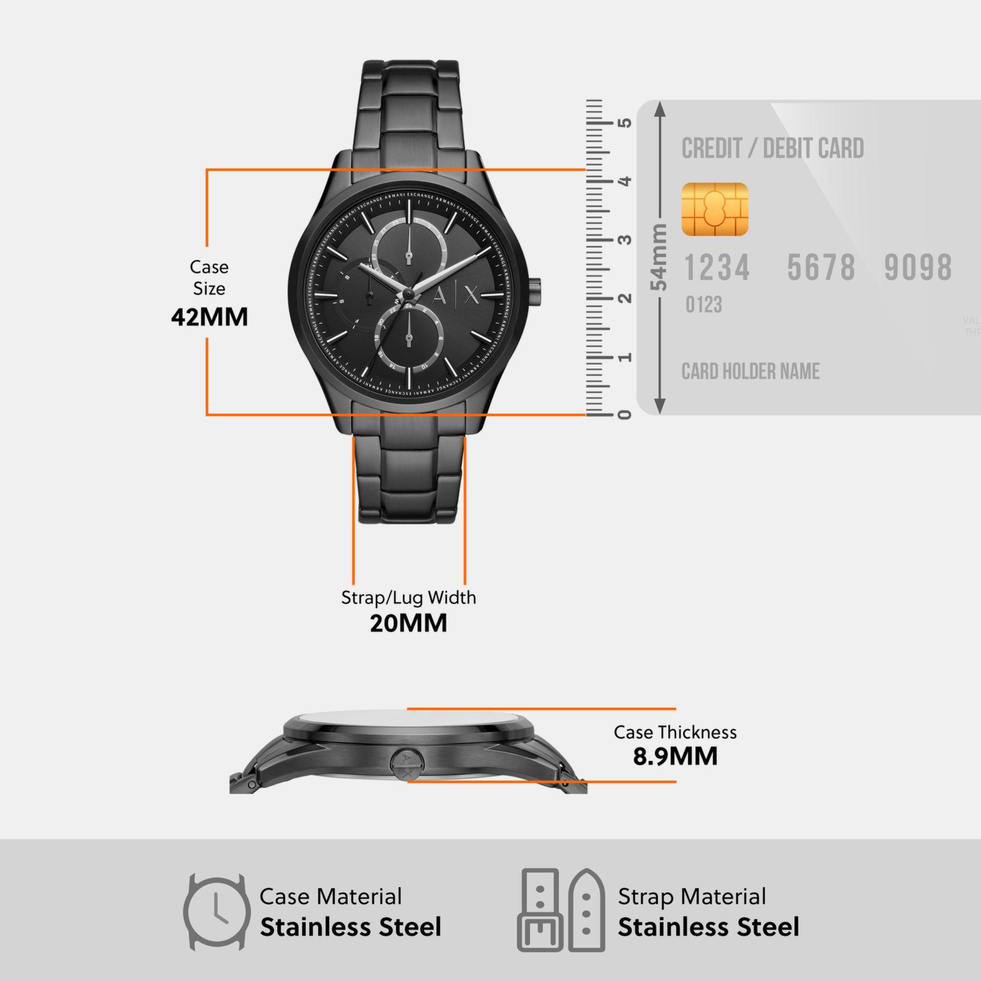 Armani Exchange Stainless Steel Round watch