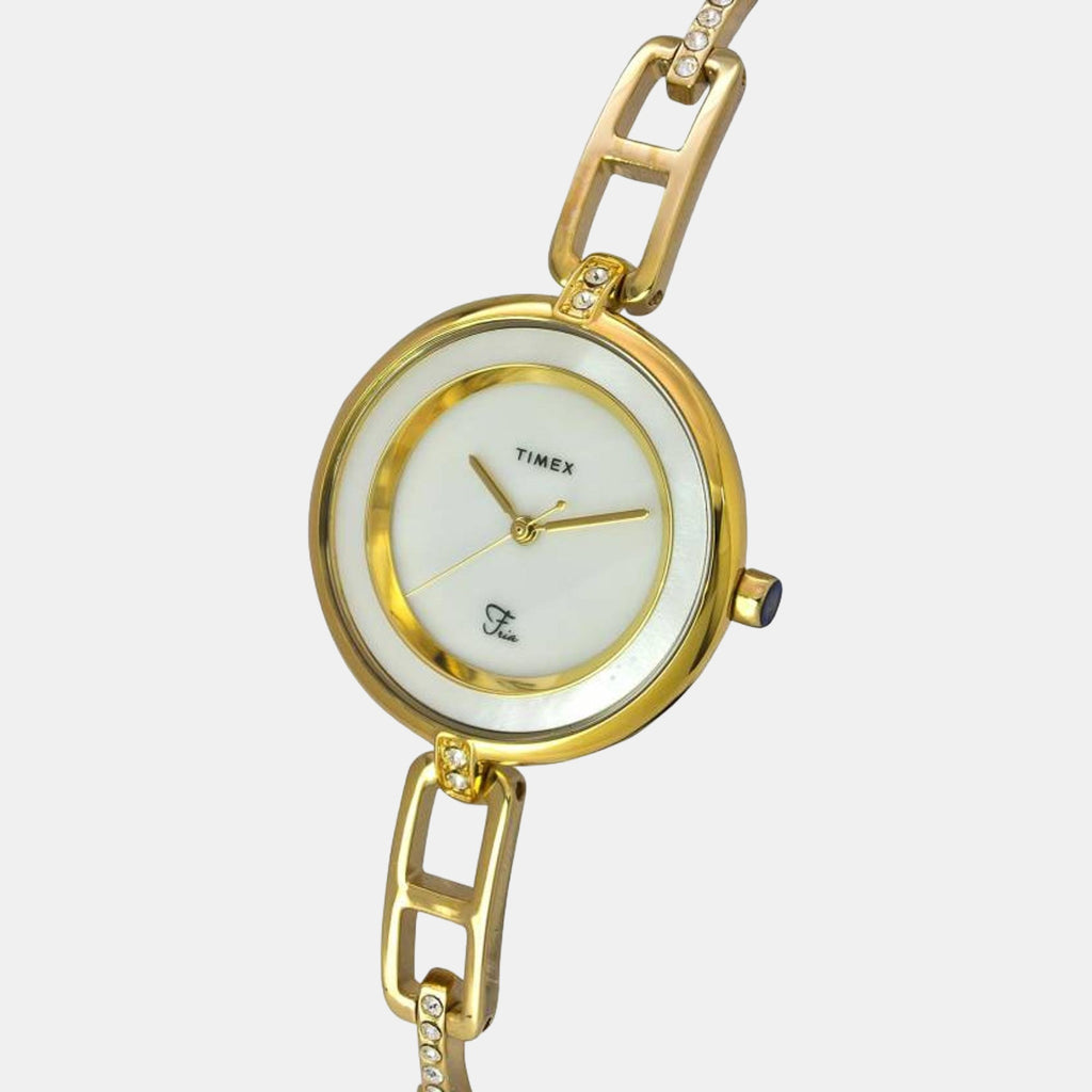 Women Quartz White Dial Analog Stainless Steel Watch TWEL15401
