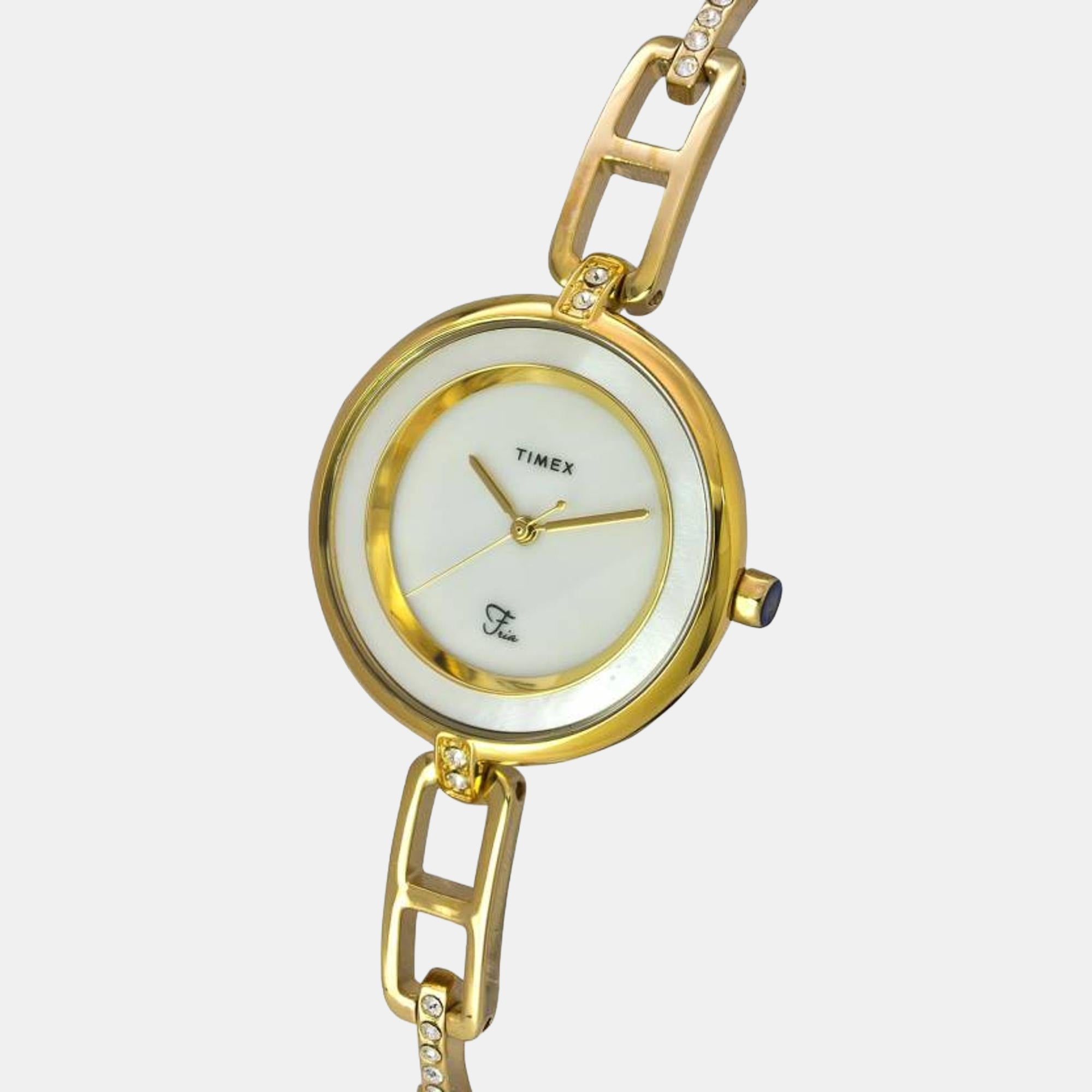 Women Quartz White Dial Analog Stainless Steel Watch TWEL15401