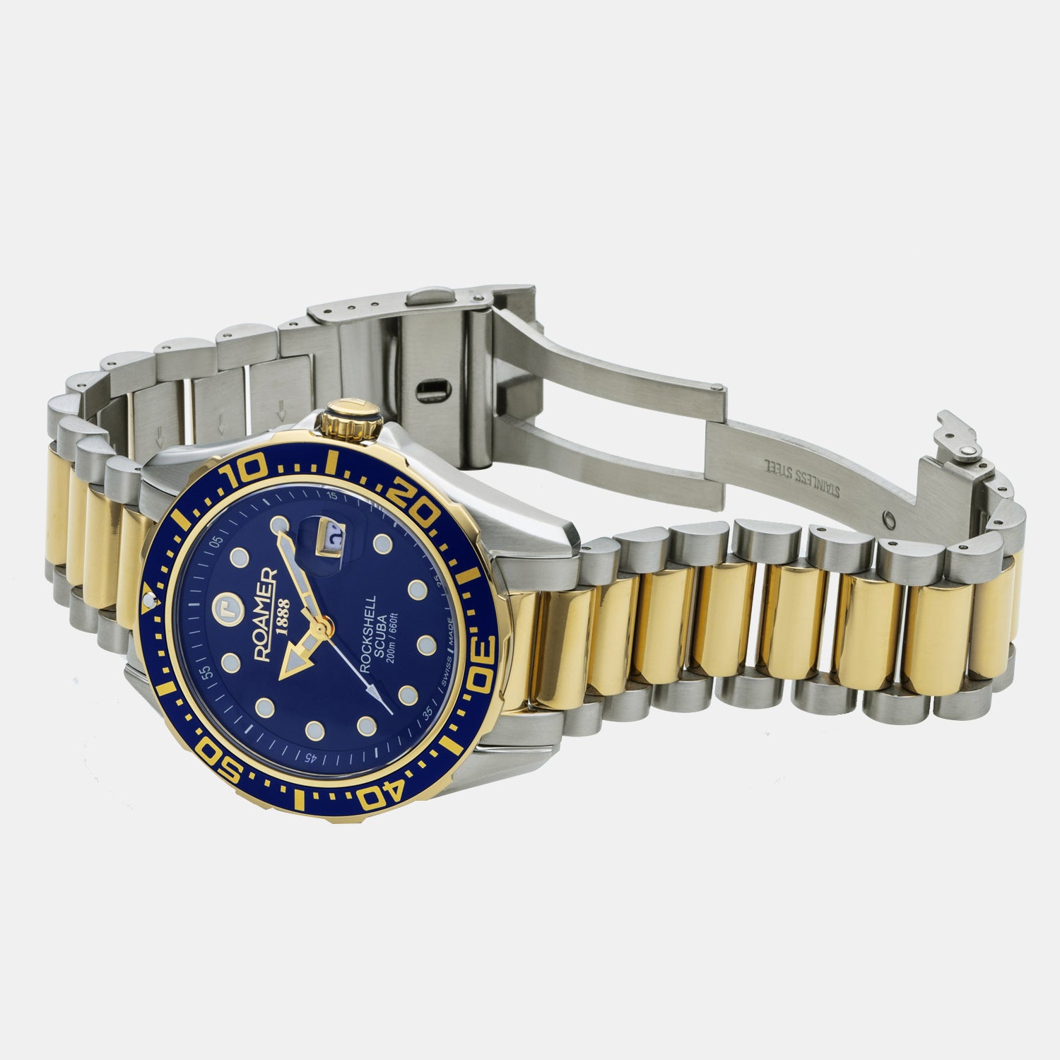 Rockshell Mark III Scuba Men Quartz Blue Dial Analog Stainless Steel Watch 220858 47 45 50