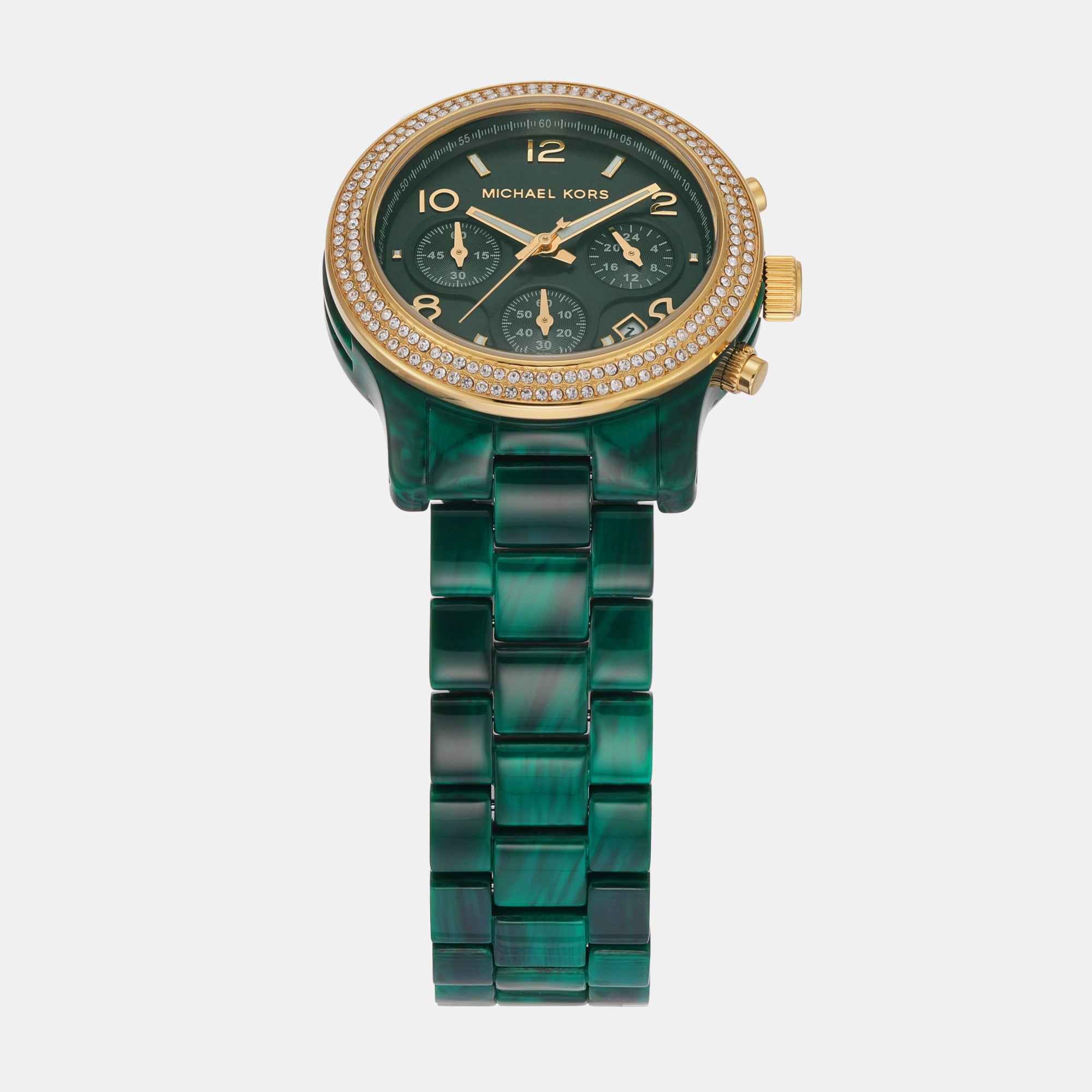 Female Runway Chronograph Green Acetate Watch MK7422 – Just In Time