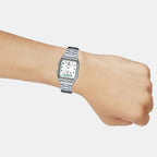 Vintage Unisex Quartz White Dial Analog Stainless Steel Watch AD02