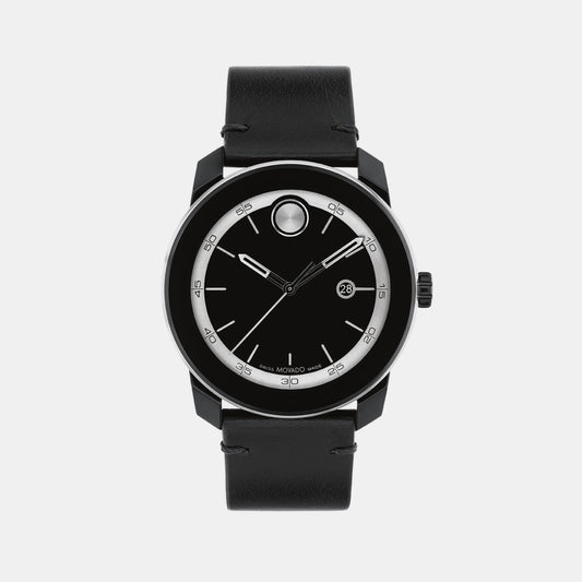 Bold Male Black Analog Leather Watch 3601154