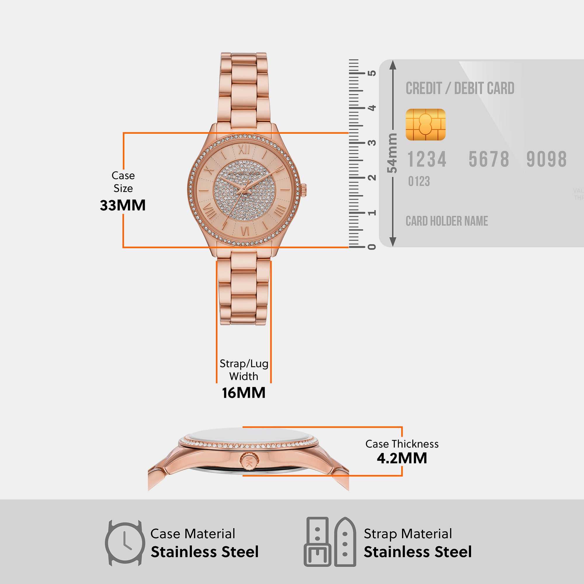 Michael kors 2025 watch size chart