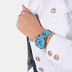 Women Quartz Blue Dial Analog Silicone Watch GW0555L3