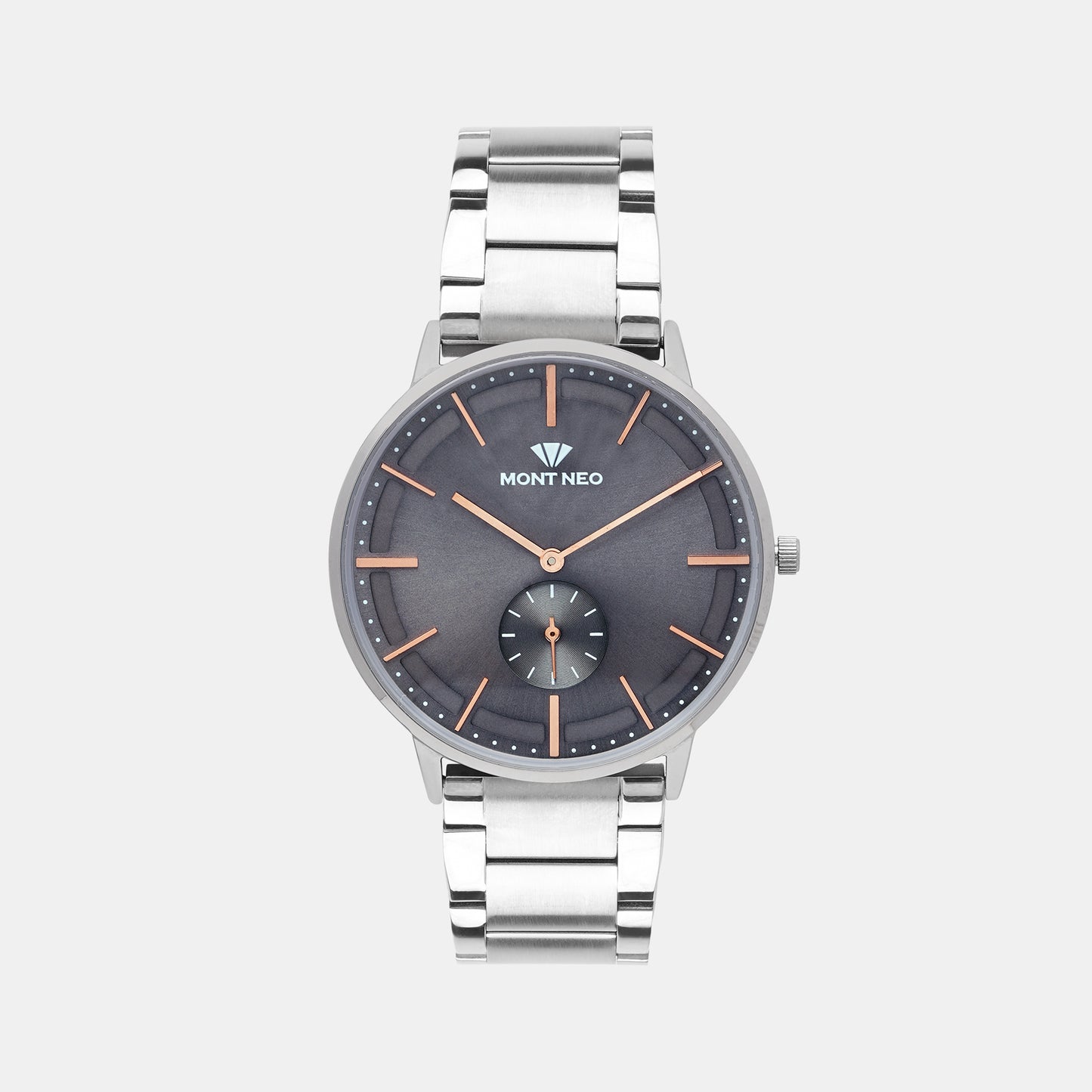 Elegant Grey Analog Male Stainless Steel Watch 7009E-M7715