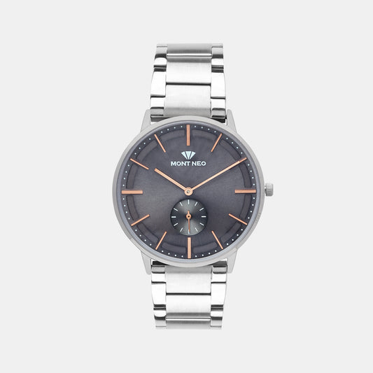 Elegant Grey Analog Male Stainless Steel Watch 7009E-M7715