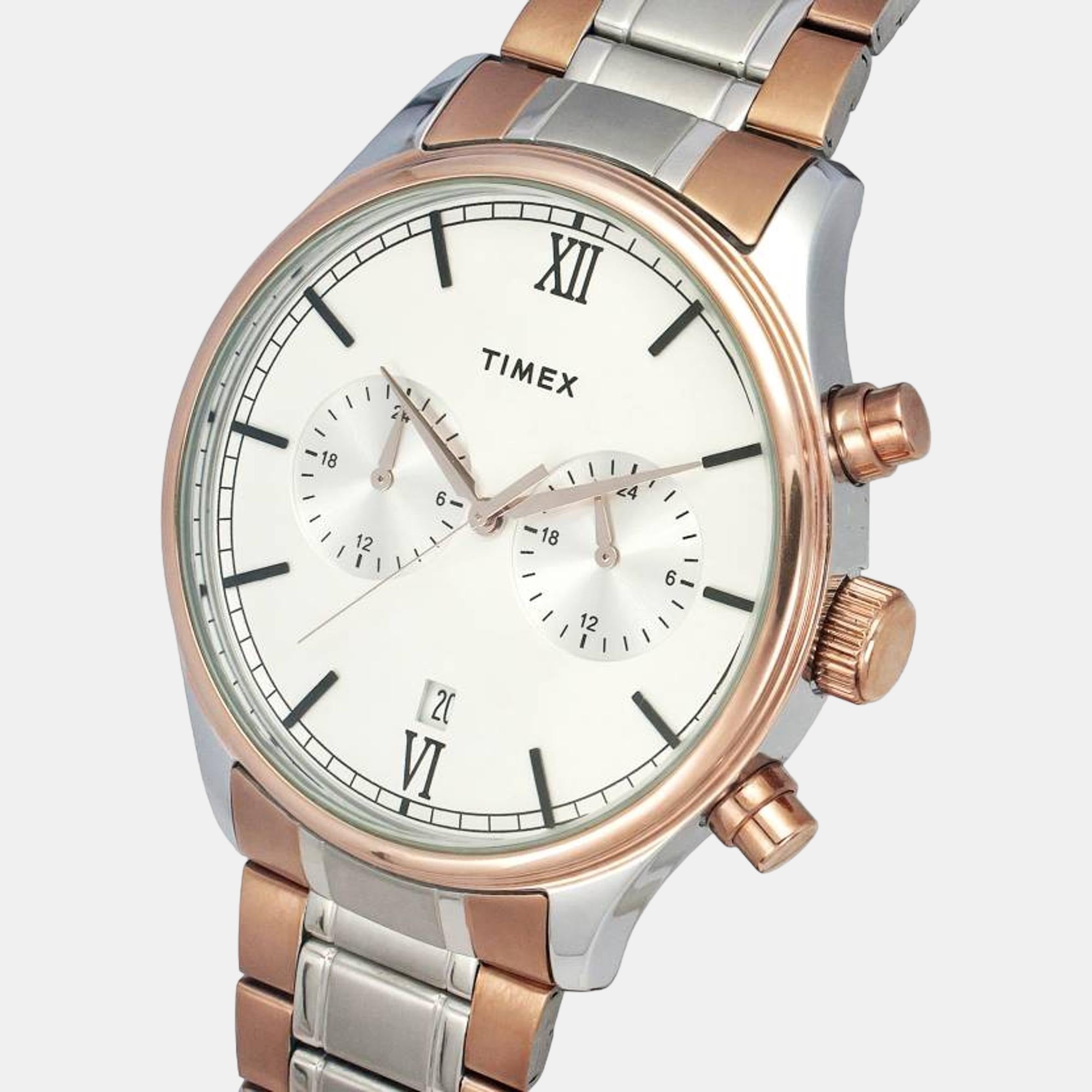 Men Quartz White Dial Chronograph Stainless Steel Watch TWEG19810