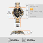 Everest Women Quartz Black Dial Chronograph Stainless Steel Watch MK7209