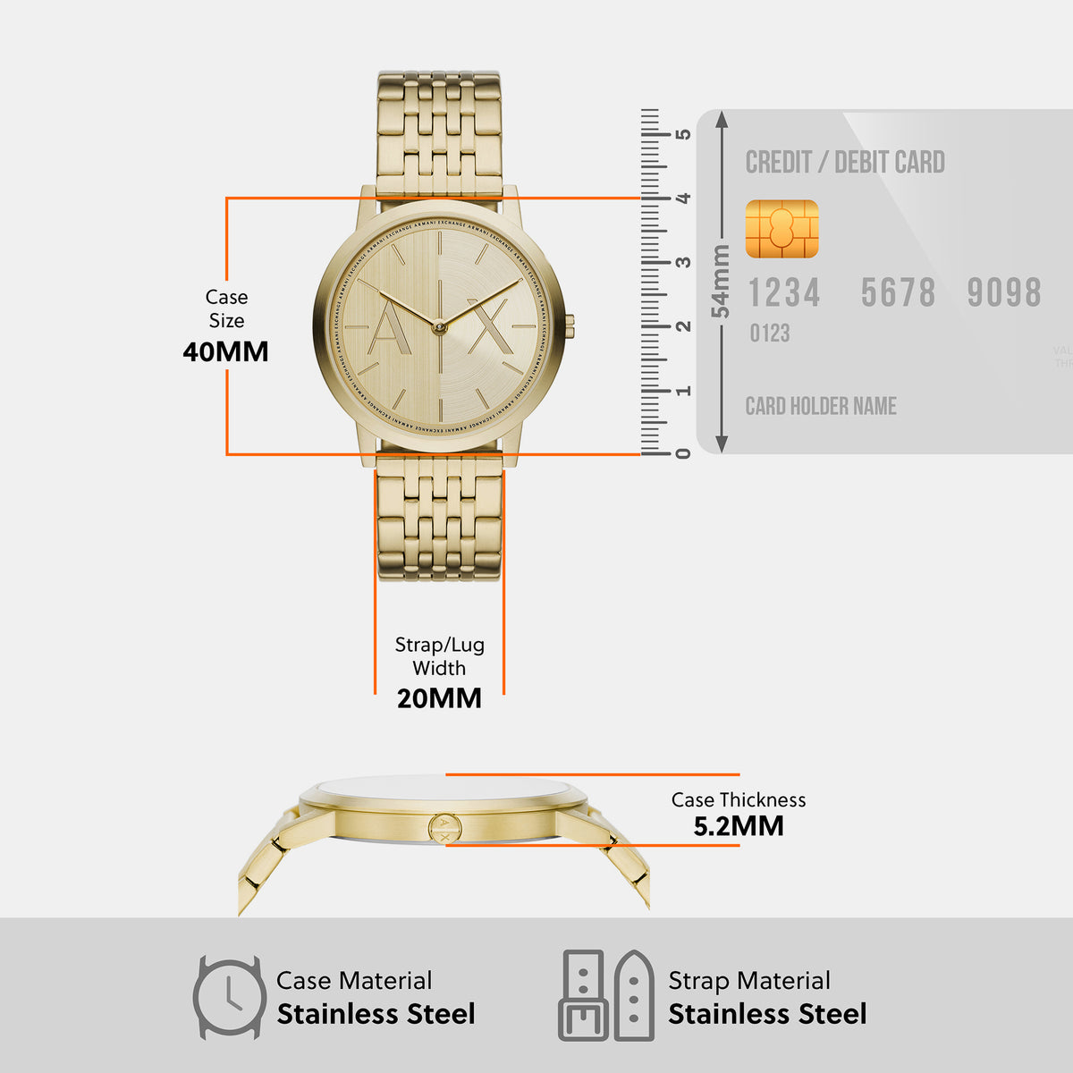 Armani Exchange 40 mm Gold Quartz watch