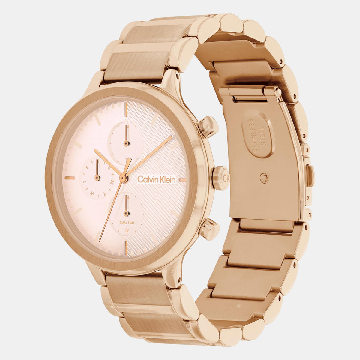 Energize Women Quartz Pink Dial Multi-Function Stainless Steel Watch 25200241
