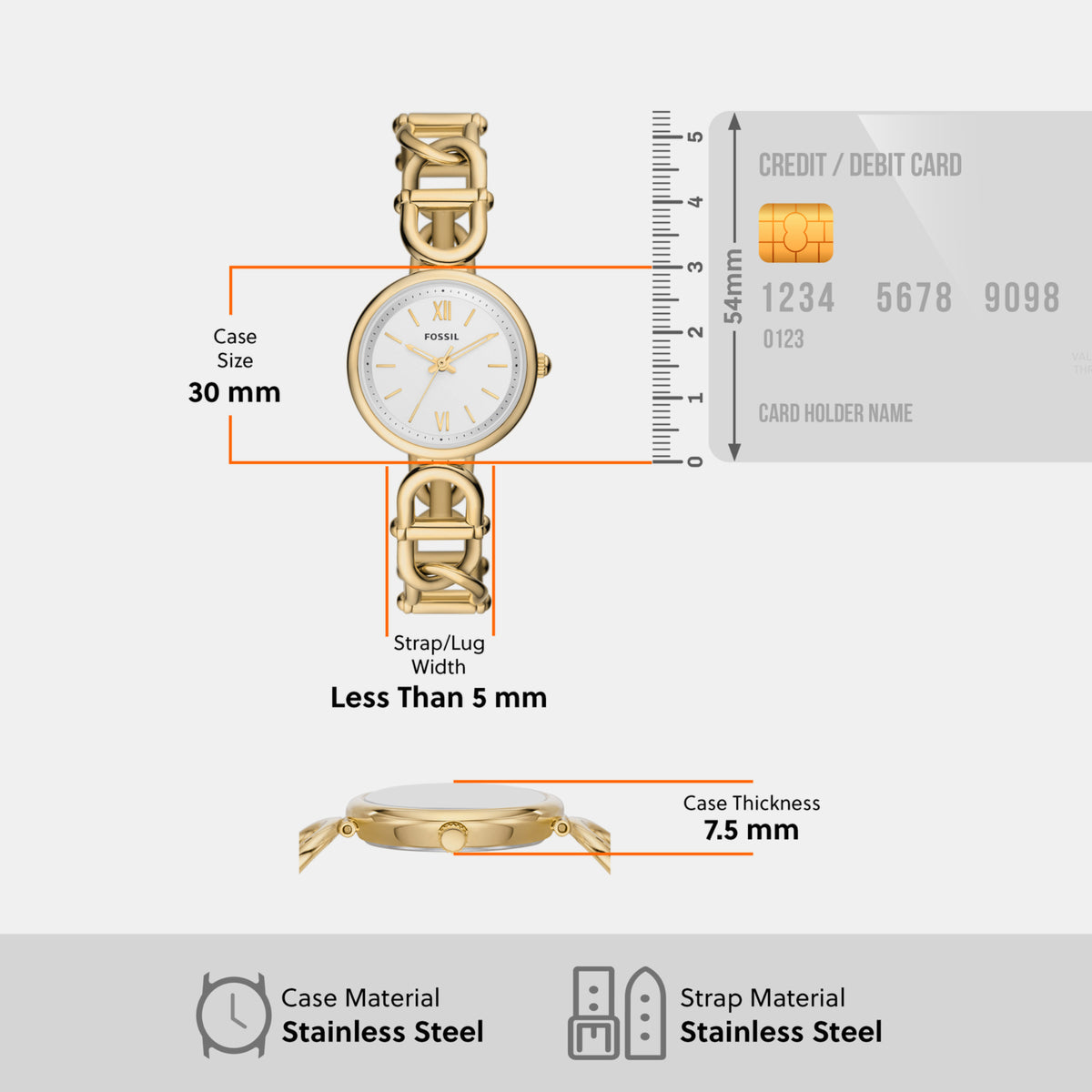 Fossil Stainless Steel Round watch