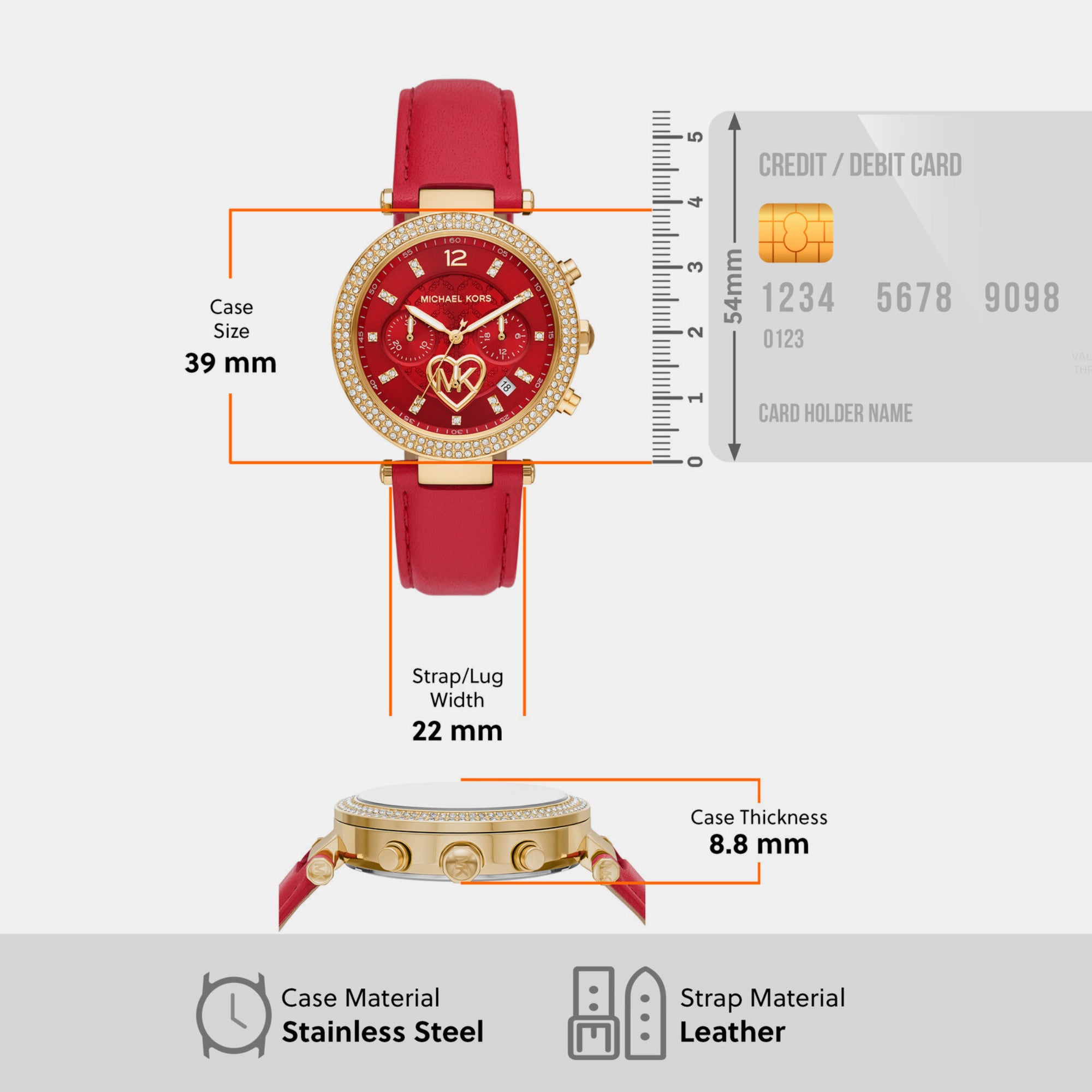 Female Red Analog Leather Watch MK2992 – Just In Time