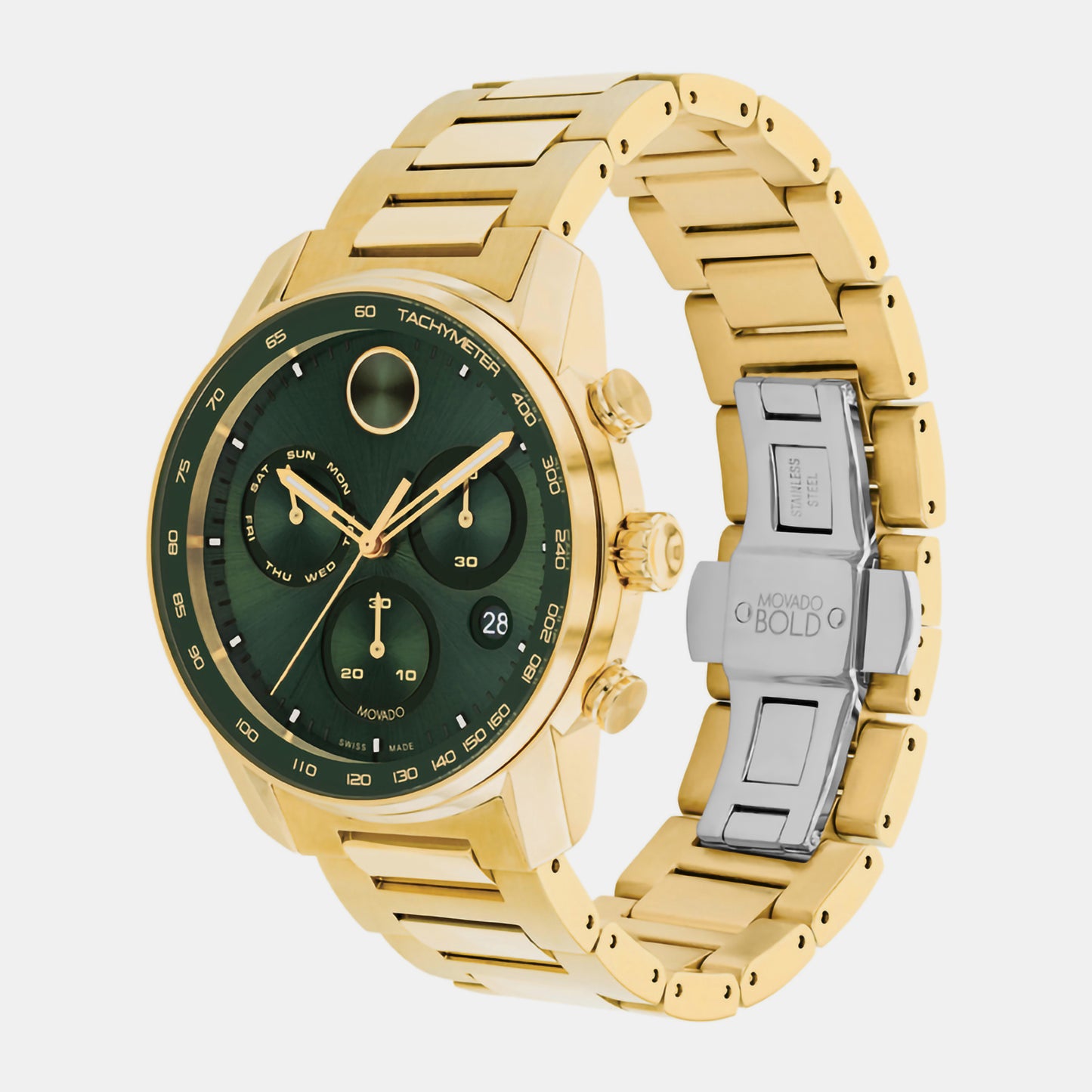 Bold Male Green Chronograph Stainless Steel Watch 3600948
