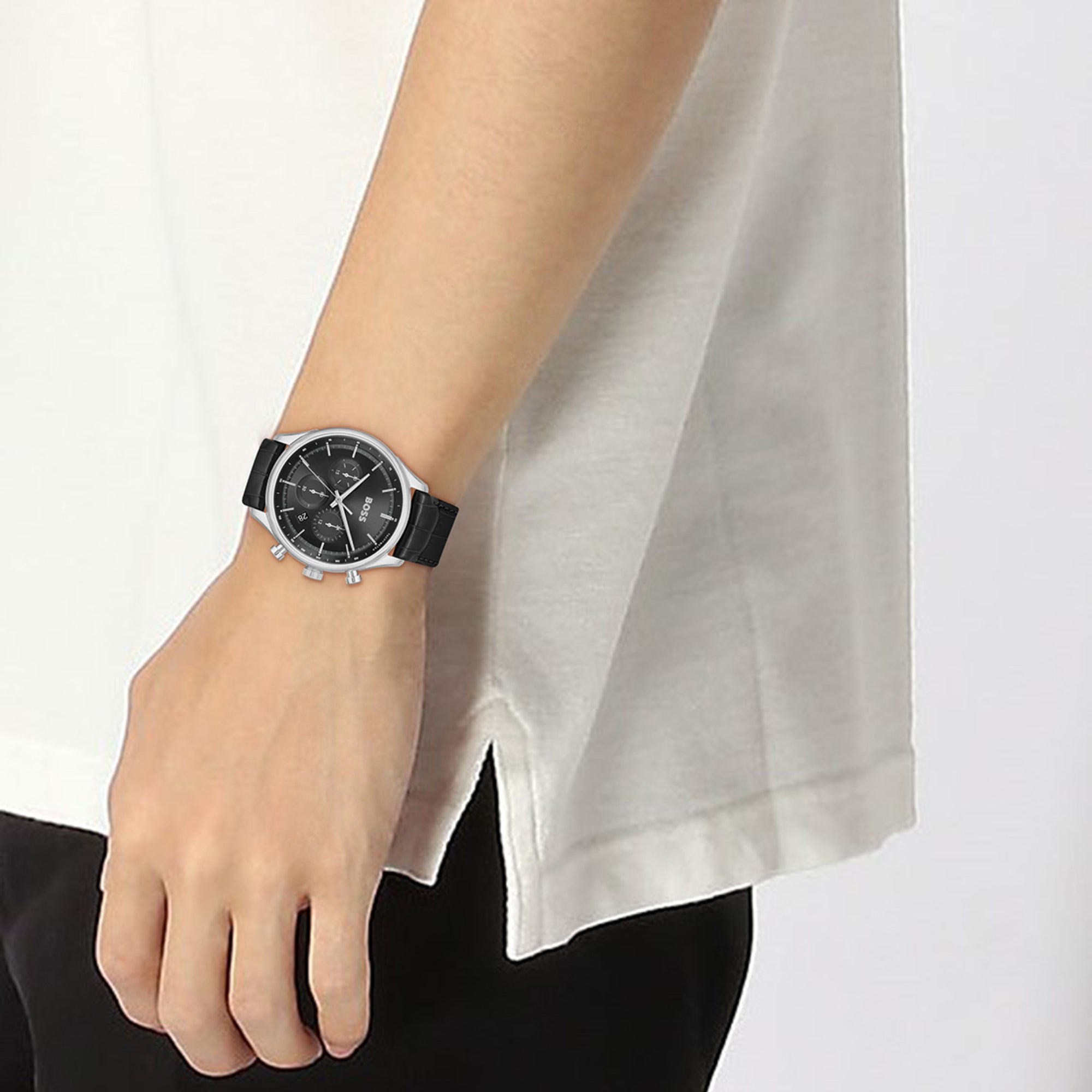 Boss Men Round Black watch