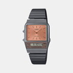 Casio Rectangular Rose Gold Analog-Digital watch