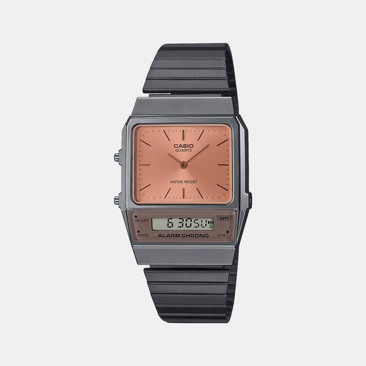 Unisex Rose Gold Analog-Digital Stainless Steel Watch D305