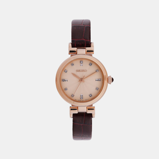 Female Rose Gold Analog Leather Watch SRZ548P1