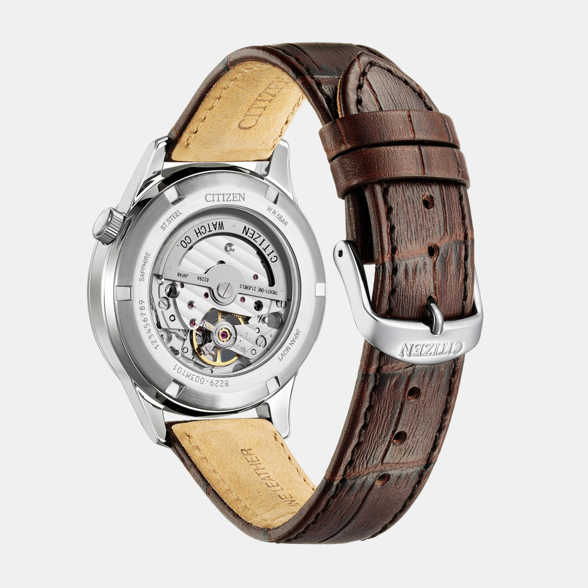 Mechanical Men Automatic White Dial Analog Leather Watch NH9130-17A
