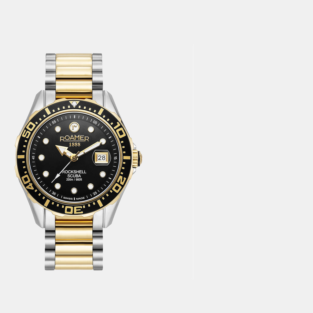 Rockshell Mark III Scuba Men Quartz Black Dial Analog Stainless Steel Watch 220858 47 85 50