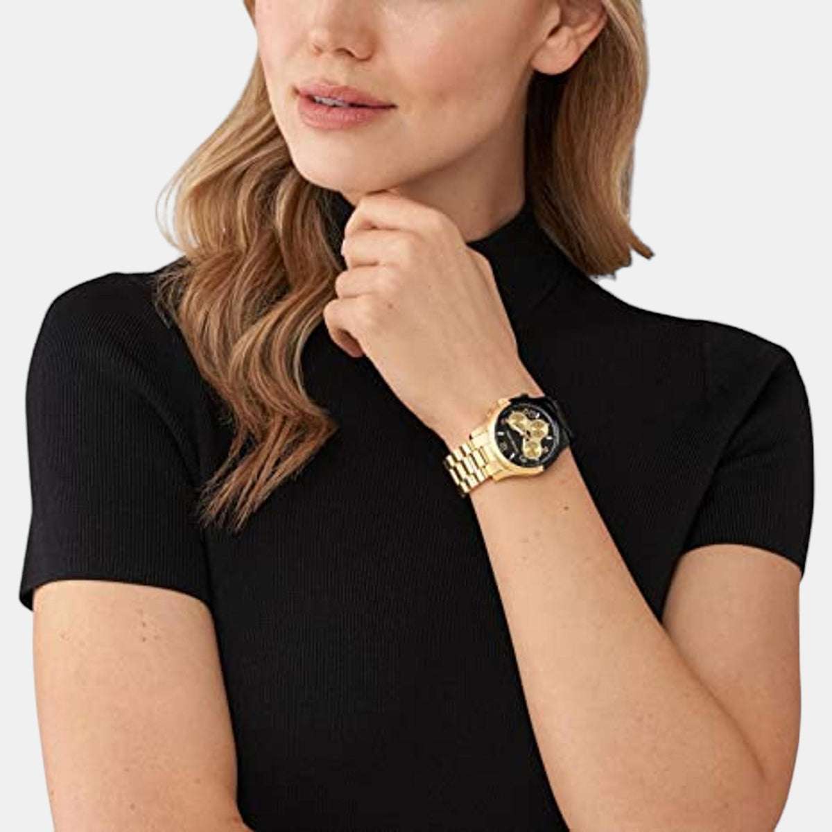 Runway Women Quartz Black Dial Chronograph Stainless Steel Watch MK7328