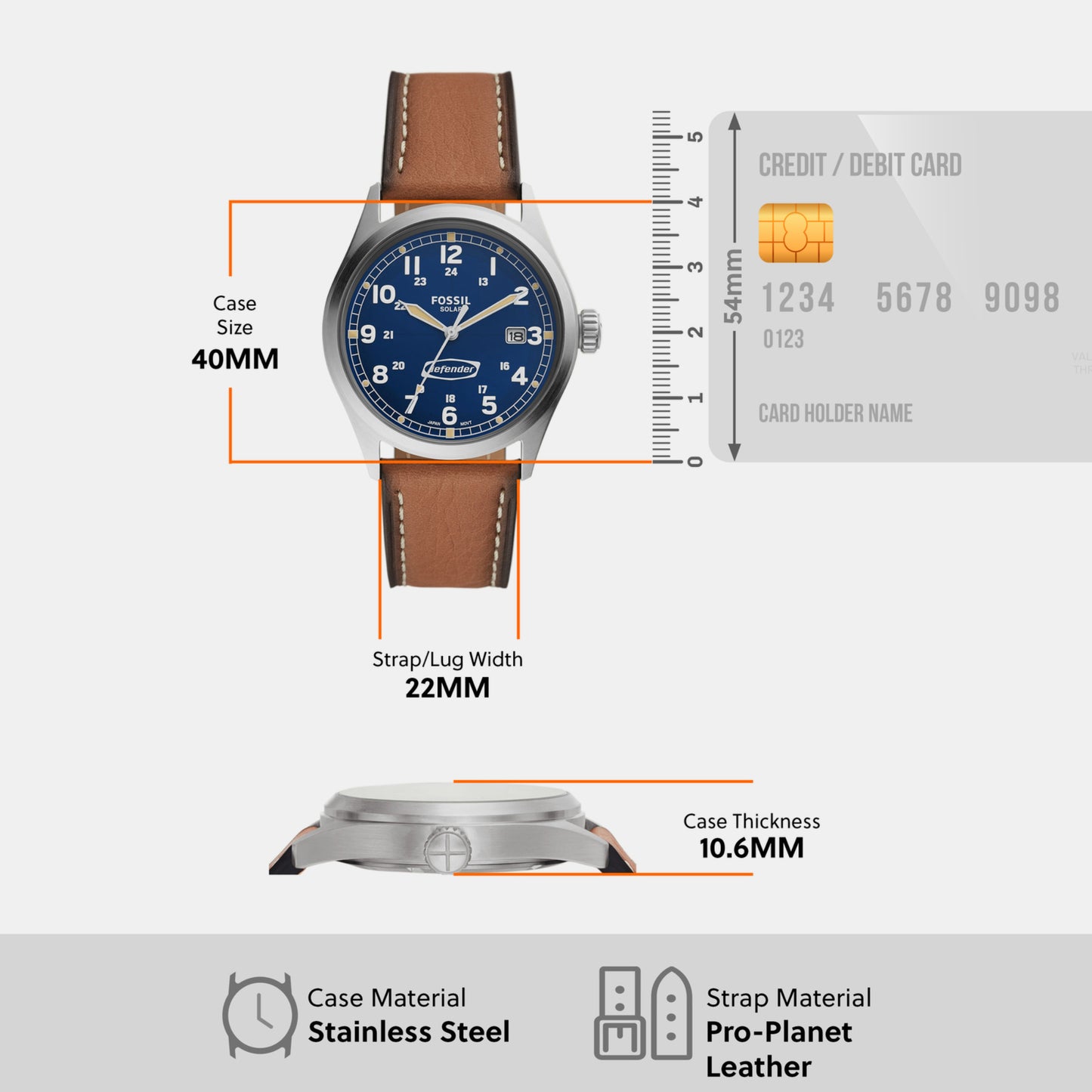 Men's Blue Analog Leather Watch FS5975