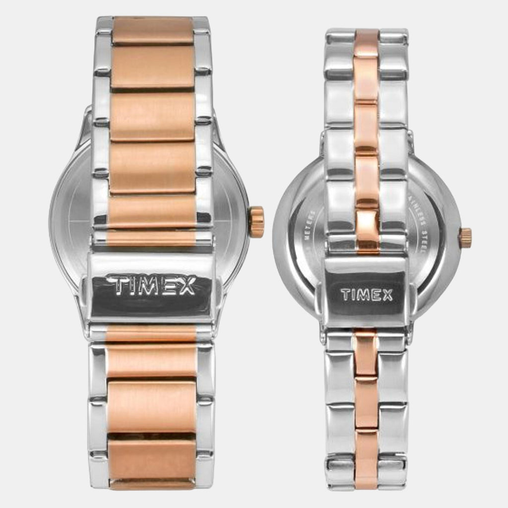 Fashion Couple Quartz Silver Dial Multi-Function Stainless Steel Watch TW00PR291