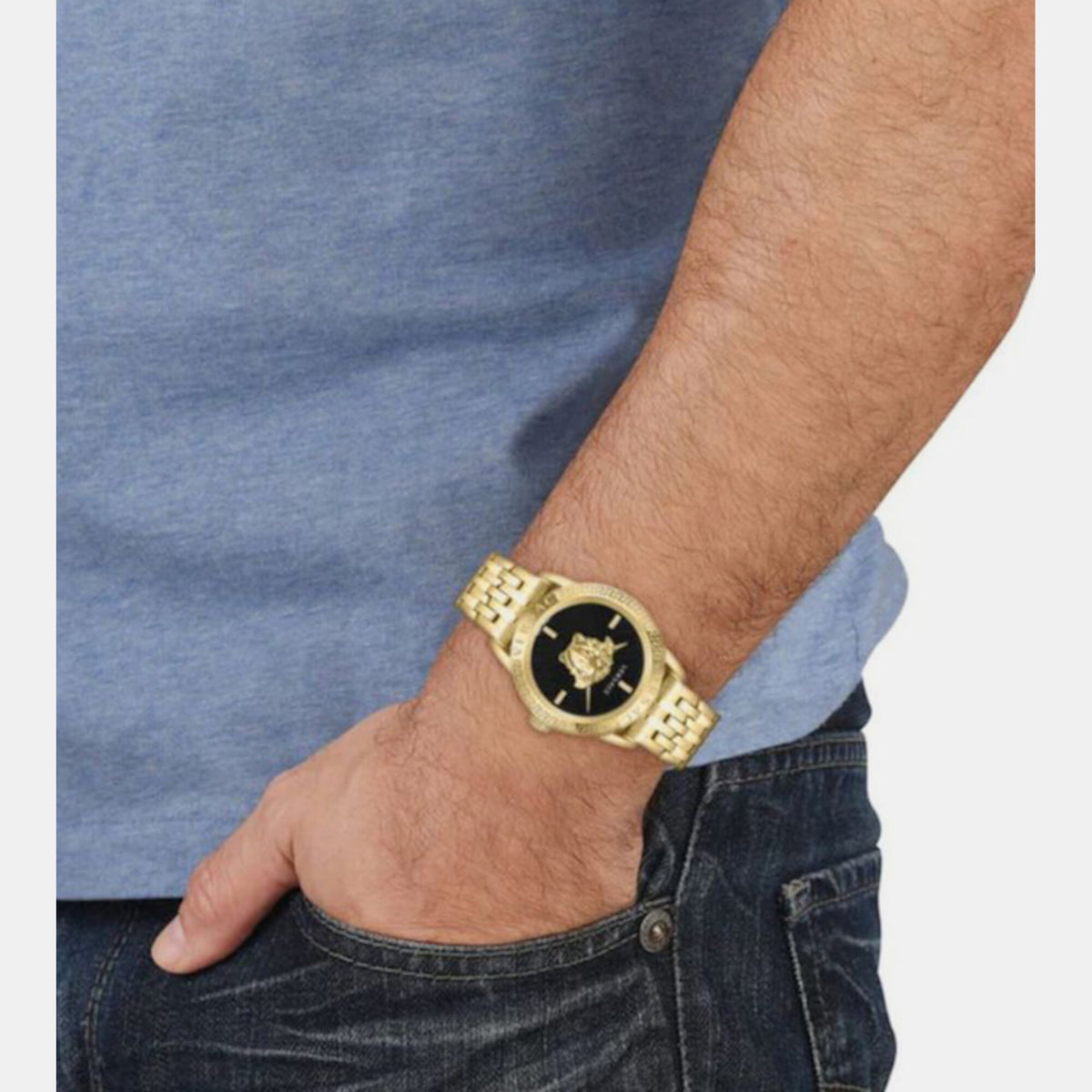 Versace Men Round Black watch