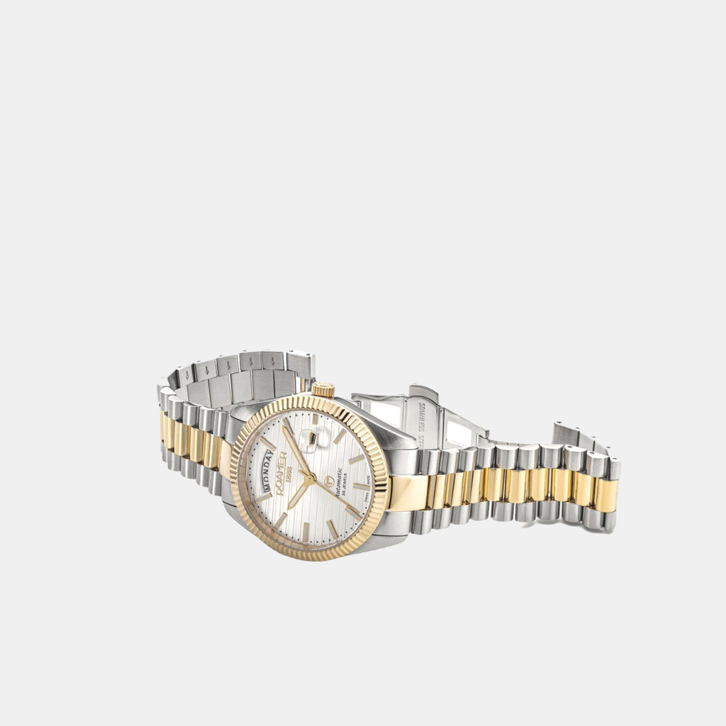 Primeline Daydate Ii Men Quartz White Dial Analog Stainless Steel Watch 981666 47 25 50