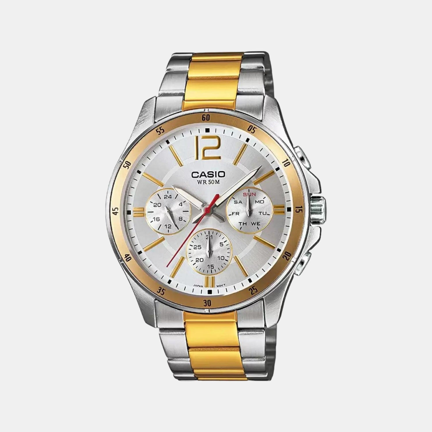 Casio Round Silver Chronograph watch