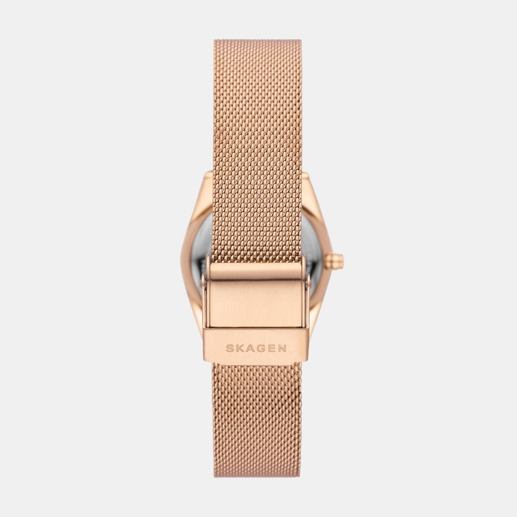 Grenen Lille Solar Powered Women Solar White Dial Analog Stainless Steel Watch SKW3078