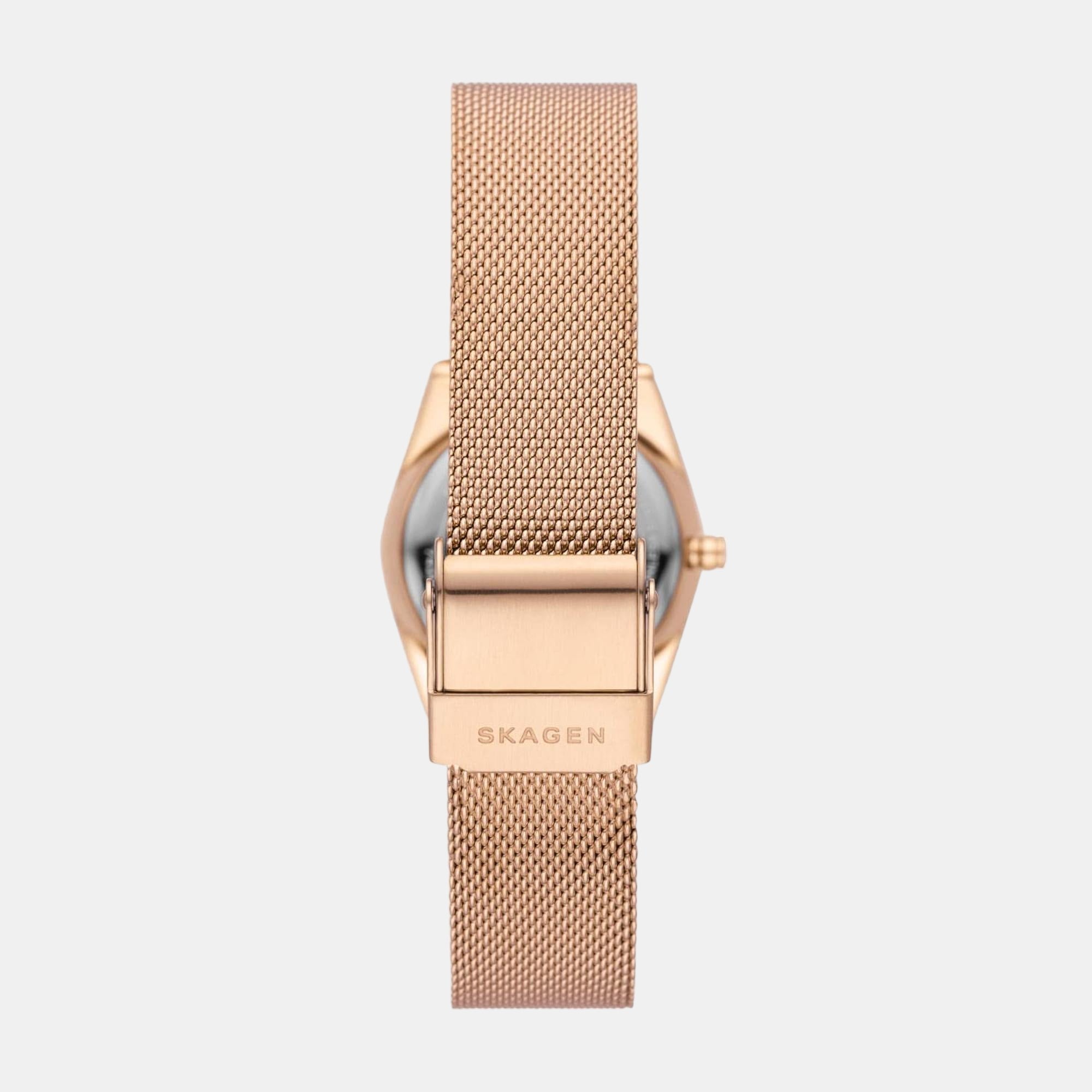 Grenen Lille Solar Powered Women Solar White Dial Analog Stainless Steel Watch SKW3078