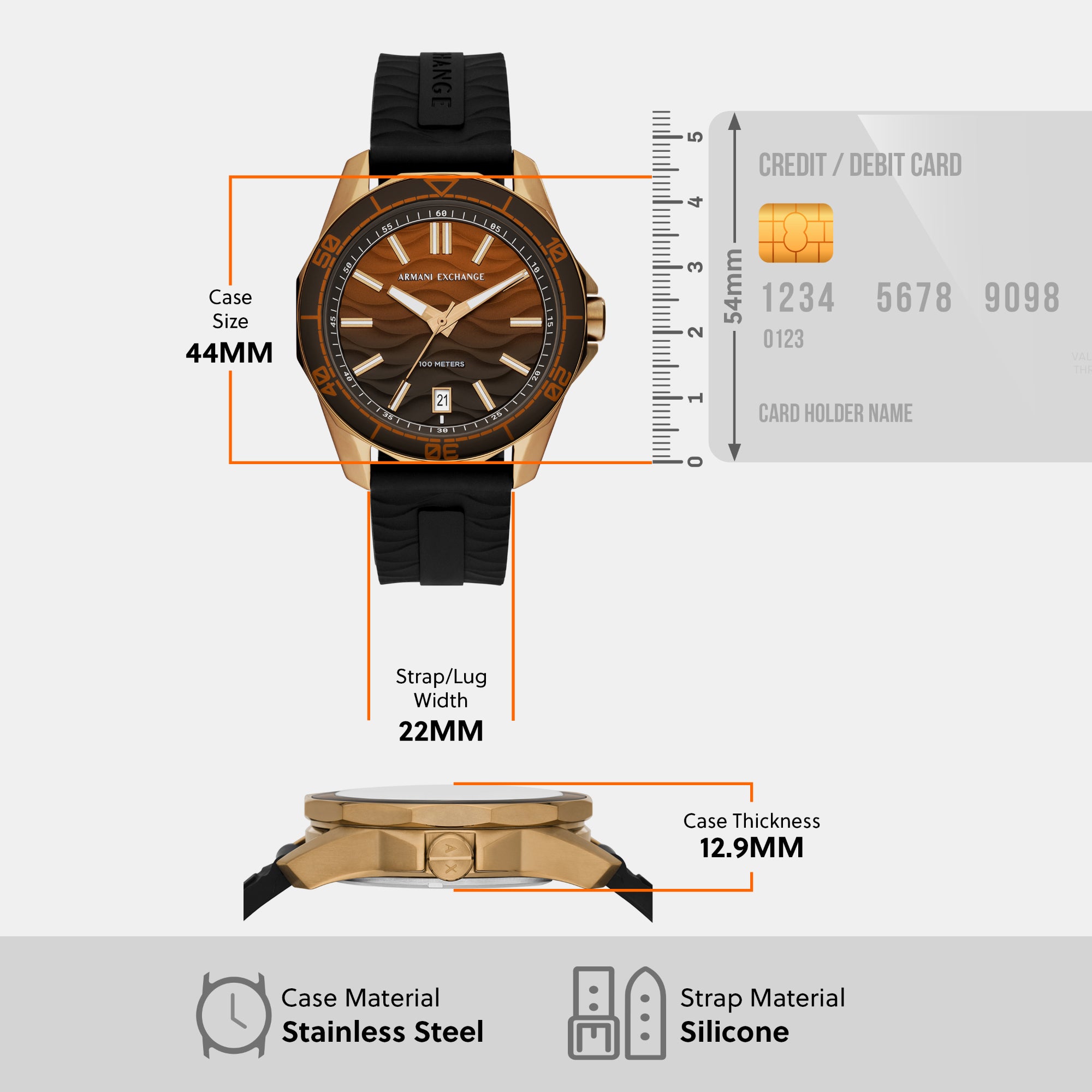 Armani Exchange 44 mm Black Quartz watch