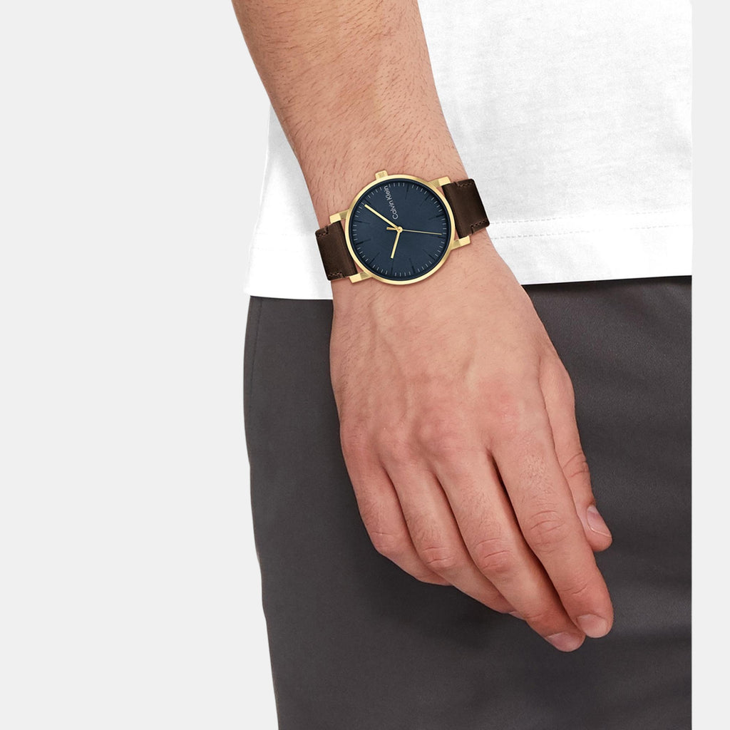 Ck Slate Men Quartz Blue Dial Analog Leather Watch 25200261