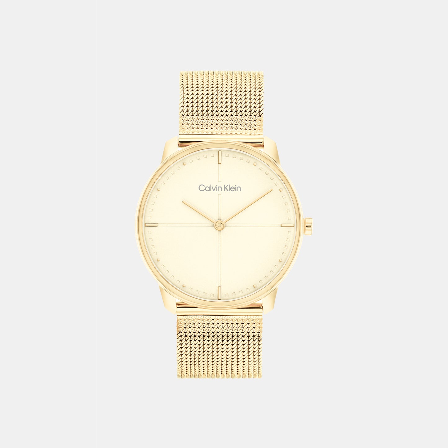 Unisex Champagne Analog Mesh Watch 25200159