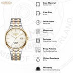 Slim-Line Men Quartz Gold Dial Analog Stainless Steel Watch 512833 47 35 20