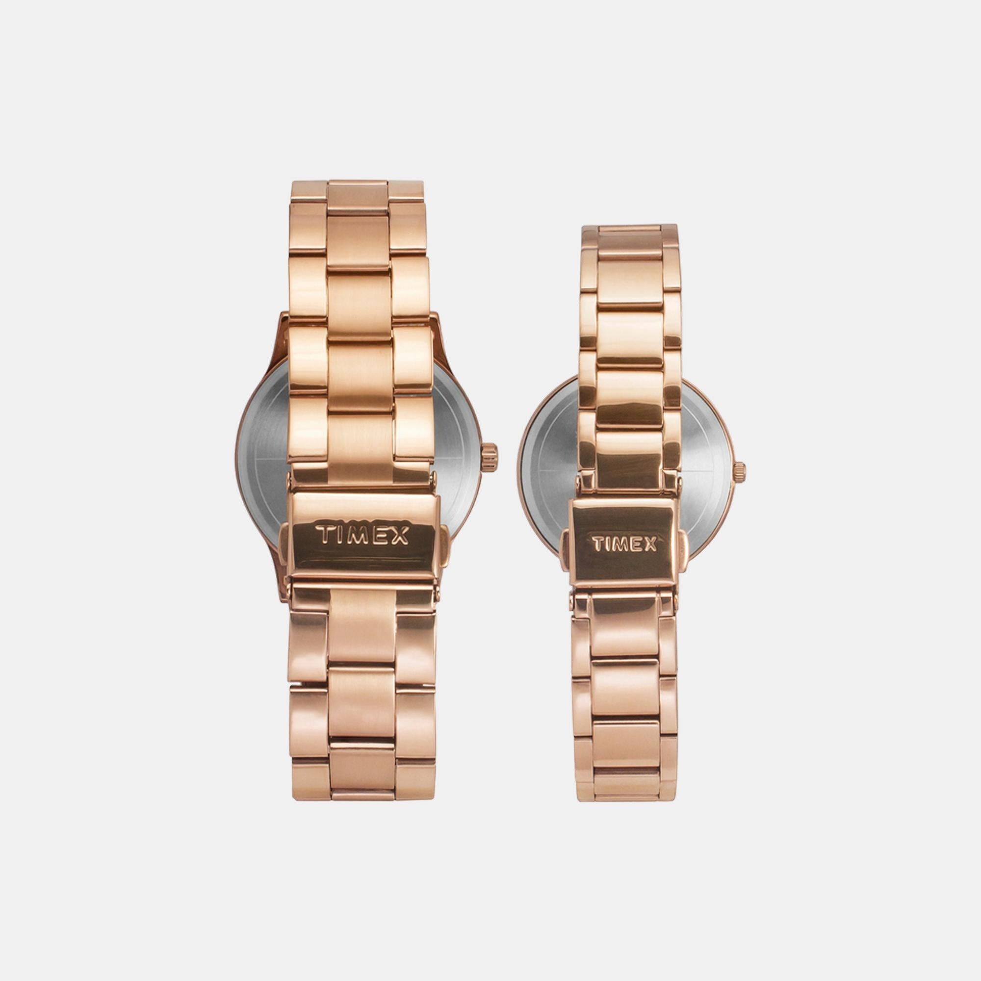 Fashion Couple Quartz Blue Dial Analog Stainless Steel Watch TW00PR296