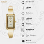 Elegance Diamond Women Quartz Gold Dial Analog Stainless Steel Watch 866845 48 35 20