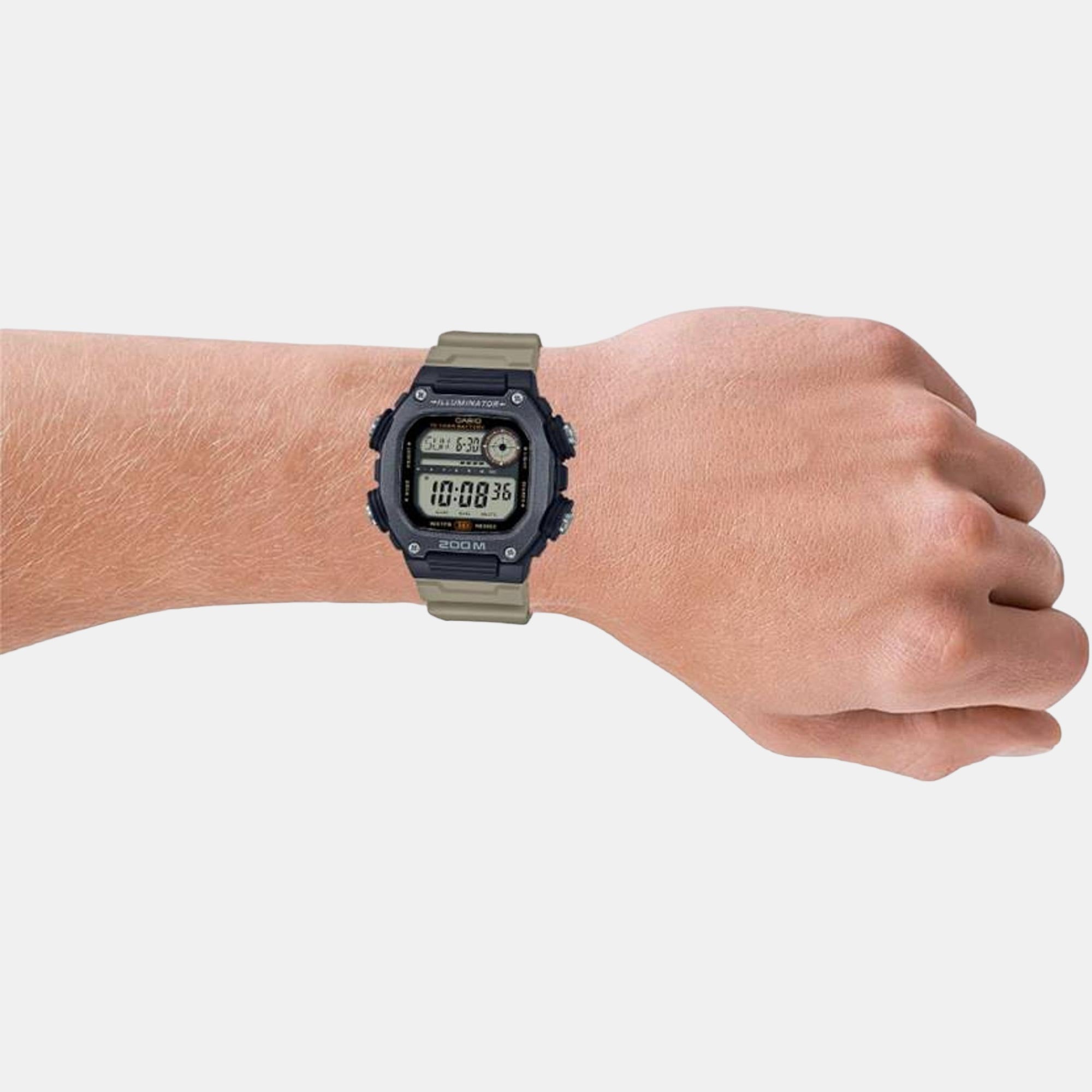 Youth Men Quartz Grey Dial Digital Resin Watch I125