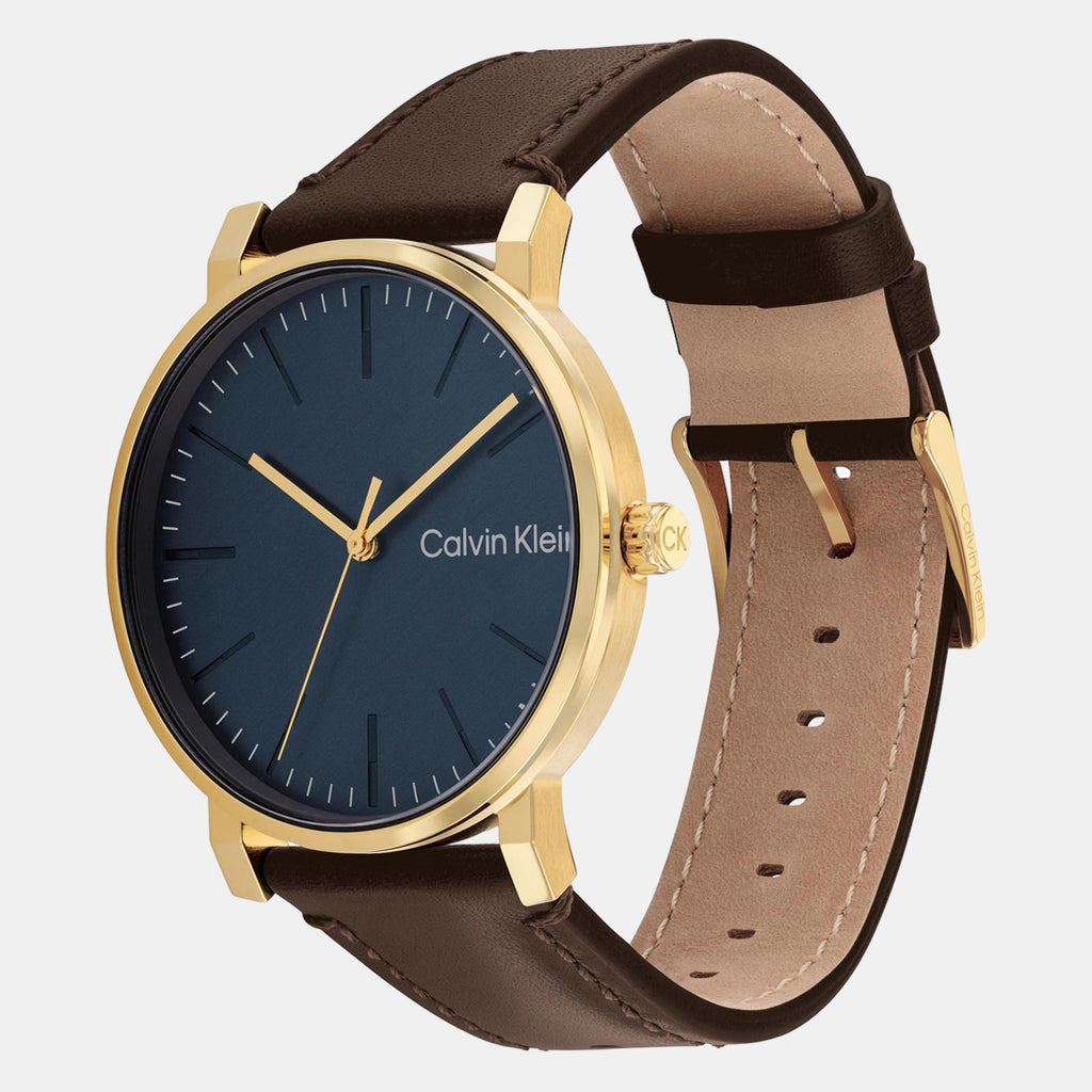 Ck Slate Men Quartz Blue Dial Analog Leather Watch 25200261