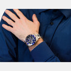 Deep Sea 100 Men Quartz Blue Dial Chronograph Stainless Steel Watch 851837 41 45 20